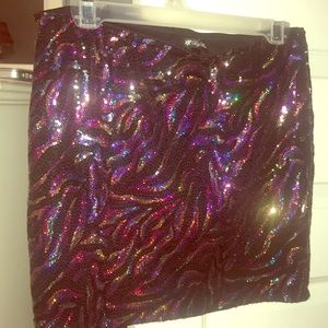 Zebra striped multicolored sequin skirt